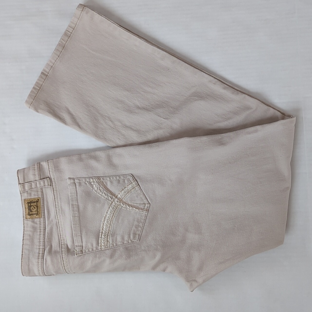 LEI Sophia Hipster Flare Retro Y2K Pants Junior 13R Tan Cream Pockets Boho